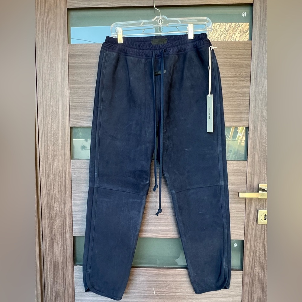 Fear of God Leather Dark Blue/Navy Nubuck Joggers size Small Used - Picture 12 of 15